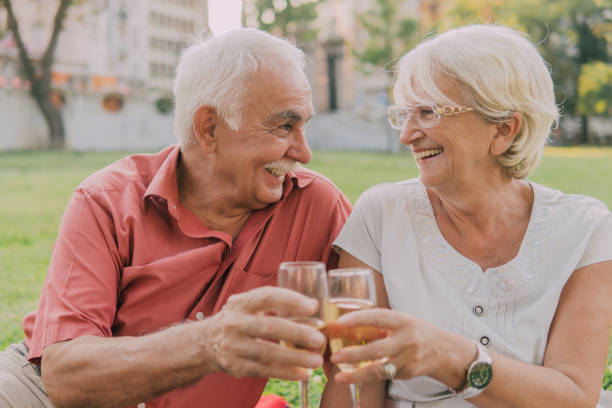 istock Elderly couple having celebratory toast 1053573436