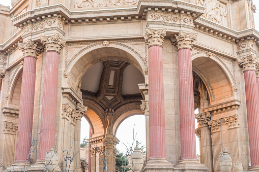 San Francisco, California - September 16, 2018: The Palace of Fine Arts Rotunda Details.