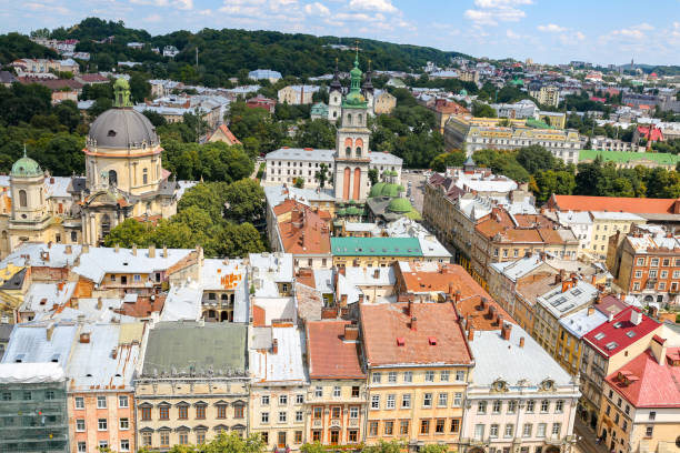 istock Aerial view of Lviv, Ukraine 1053575600