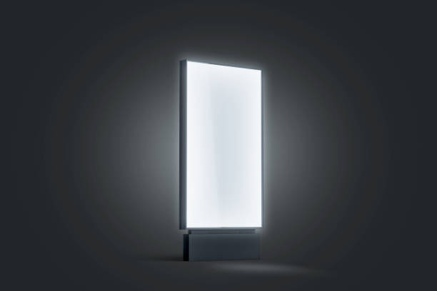 Blank white glowing pylon mockup, isolated in darkness