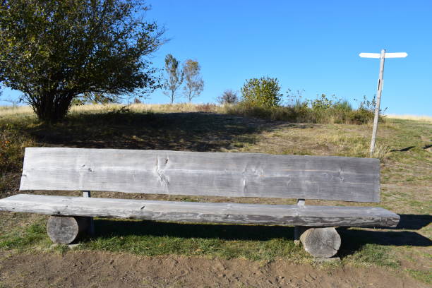 istock woodden bench on hiking trail 1053580168