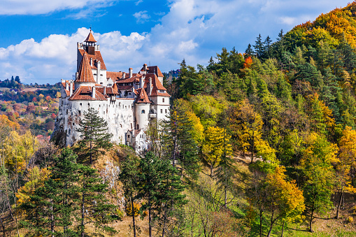 Brasov, Romania - October 10th 2018: The medieval Castle of Bran, known for the myth of Dracula.