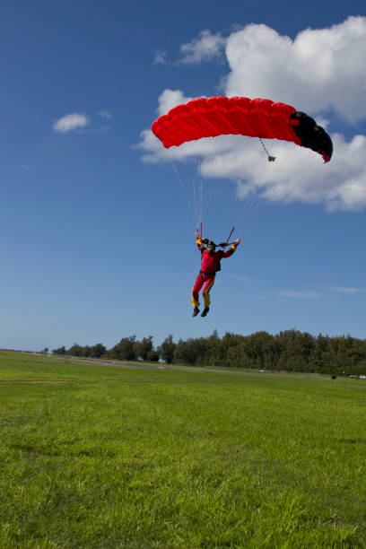 parapente desliza sobre os alpes suíços - skydiving parachute parachuting taking the plunge - fotografias e filmes do acervo