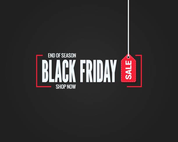 ilustraciones, imágenes clip art, dibujos animados e iconos de stock de venta viernes negro firmar sobre fondo negro - black friday