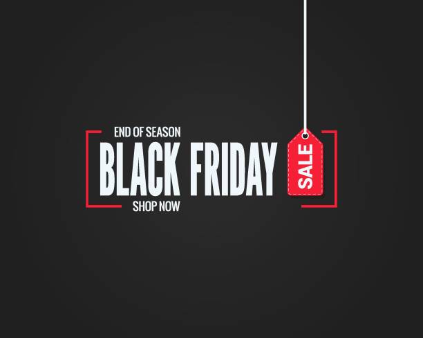illustrazioni stock, clip art, cartoni animati e icone di tendenza di cartello vendita black friday su sfondo nero - black friday