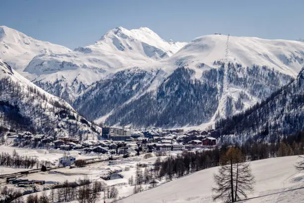 Photo of Views around Espace Killy the ski resorts of Tignes and Val D'Isere on a fantastic winter day in Februari. Espace Killy is a name given to a ski area in the Tarentaise Valley, Savoie in the French Alp