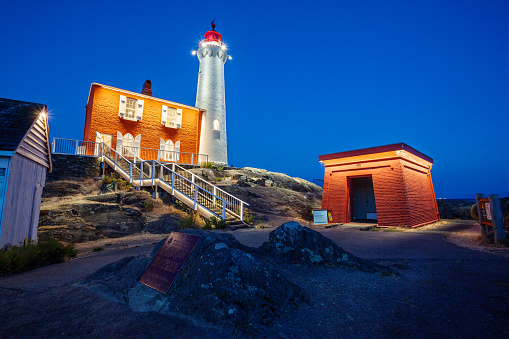 Long exposure and night shots of the fisgard lighthouse at Fort Rodd Hill National Historic Site in Victoria,BC, Canada.