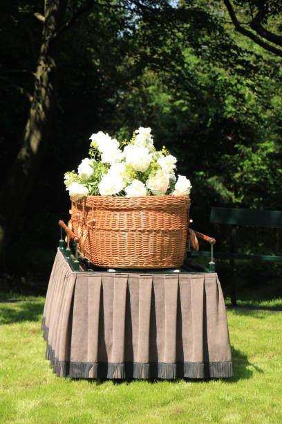 a willow casket - contemporary style stock photo