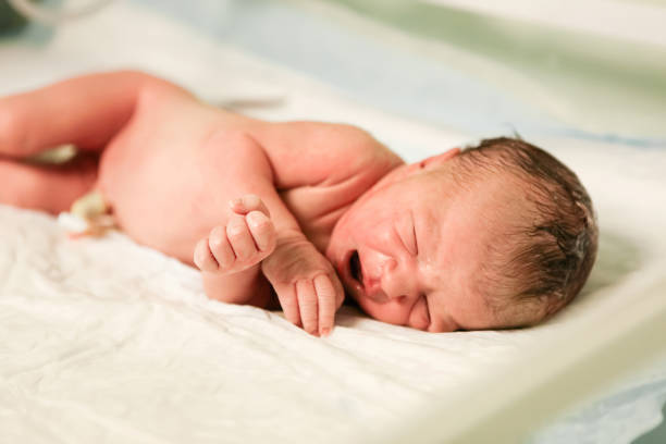 newborn child seconds and minutes after birth. - labour room imagens e fotografias de stock