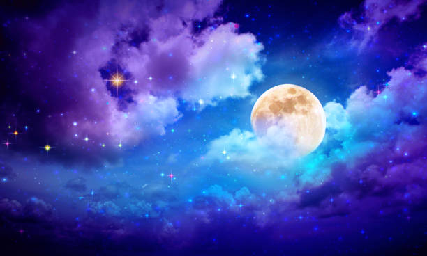 istock Full moon with stars at dark night sky . 1053624094