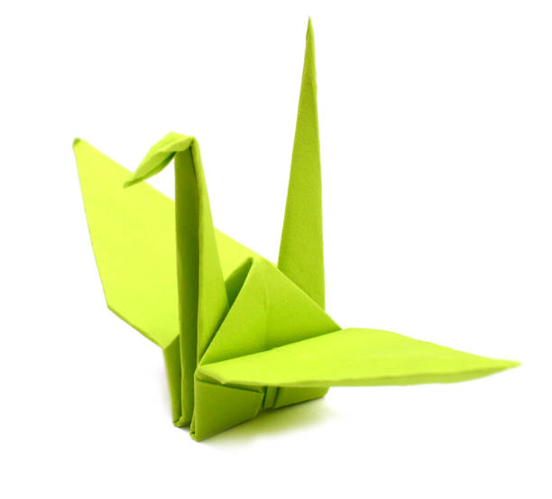 origami bird crane or swan - origami crane imagens e fotografias de stock