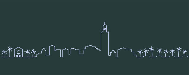 Marrakesh Single Line Skyline Marrakesh Single Line Skyline marrakech stock illustrations