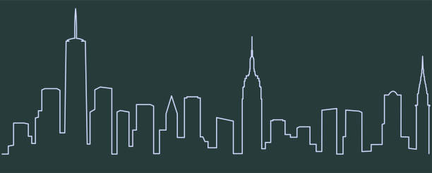 ilustrații de stoc cu new york single line skyline - orizont urban