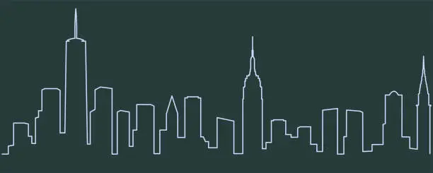 Vector illustration of New York Single Line Skyline