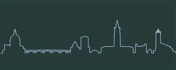 Vector illustration of Toulouse Single Line Skyline