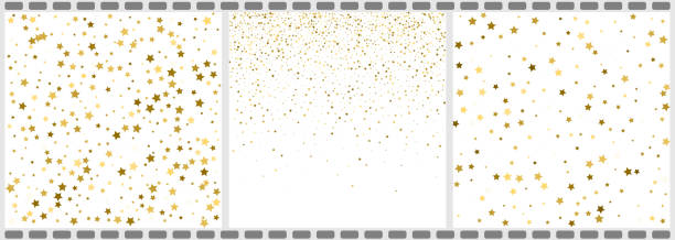 istock Gold textures on a white background. Golden explosion of stars and dots confetti. Golden abstract texture on a whites backgrounds. Design elements. Vector illustration. 3 in 1 1053640150