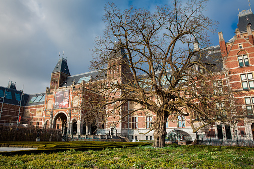 Rijksmuseum in the centre of Amsterdam, Netherlands. Famous 19th century landmark museum dedicated to Dutch artists and art