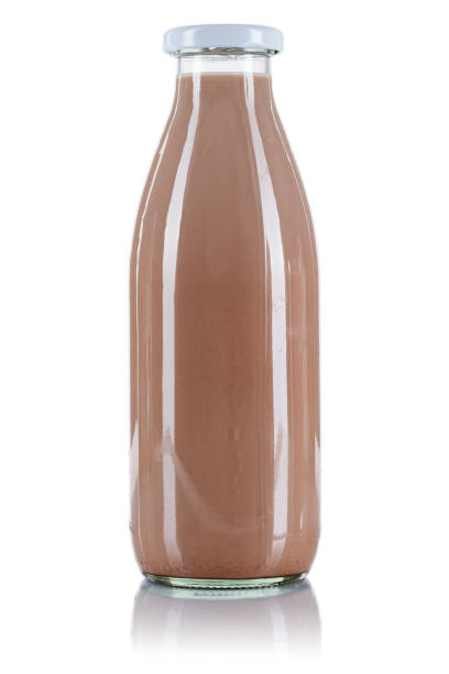 istock Chocolate drink milk bottle isolated on white 1053690068