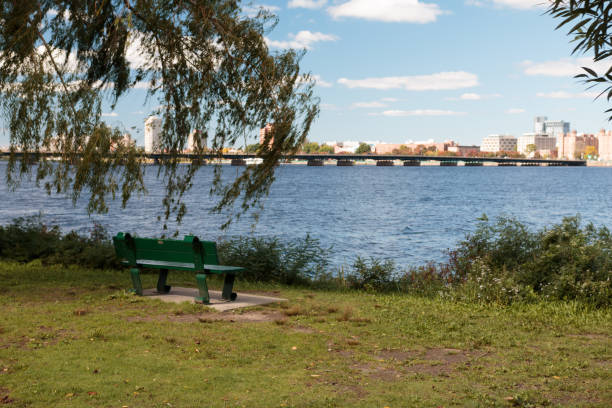 istock Bench in front of the Charles River 1053706766