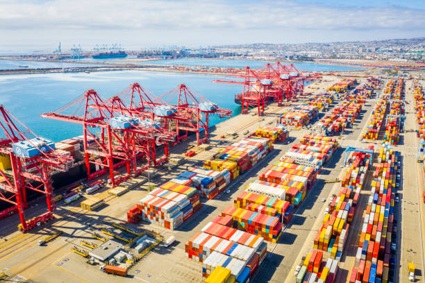 istock Aerial Port of Long Beach Container Yard 1053728044