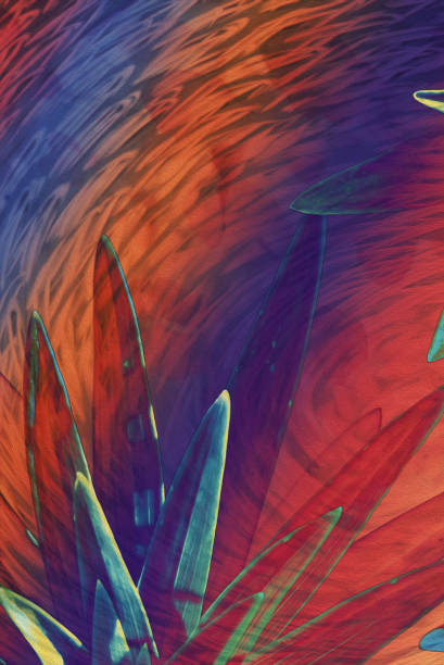 istock Hallucinogen fluorescent background from plants of surreal colors . Abstract illusion on drink and drug theme. Psychedelic tropical effect of cannabis or alcohol. Lsd effect. Hemp dope. 1053728342