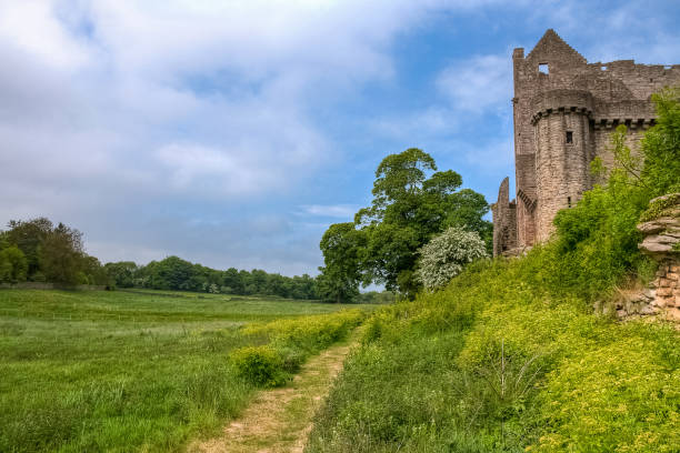 istock Low angle view of Craigmillar castle walls 1053728872