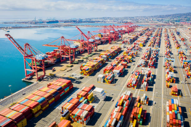 istock Aerial Port of Long Beach Container Yard 1053731090