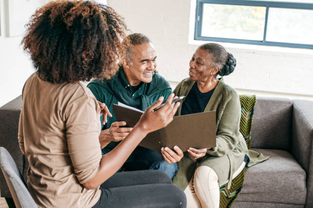 istock Consultation at home for senior couple 1053736220