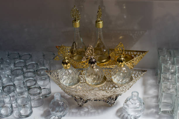 istock Set of Empty colorful bottles in Ottoman style 1053759114