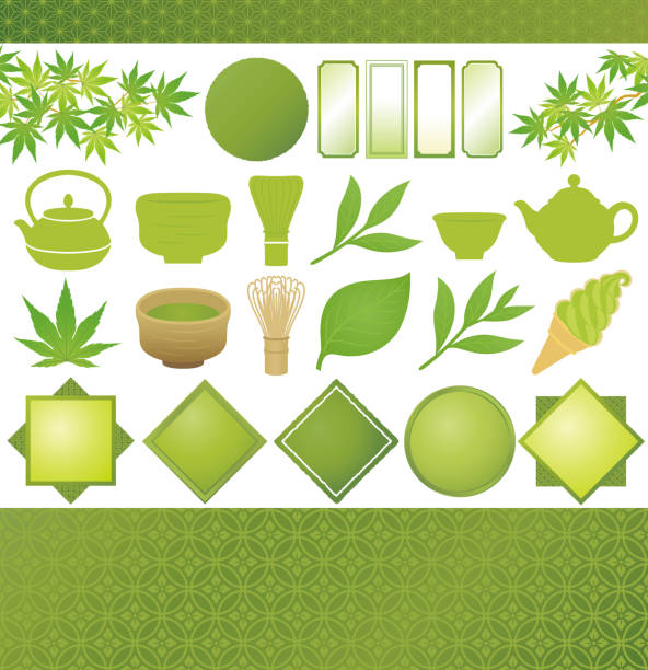 japanischer grüner tee. - tea cup tea green tea chinese tea stock-grafiken, -clipart, -cartoons und -symbole