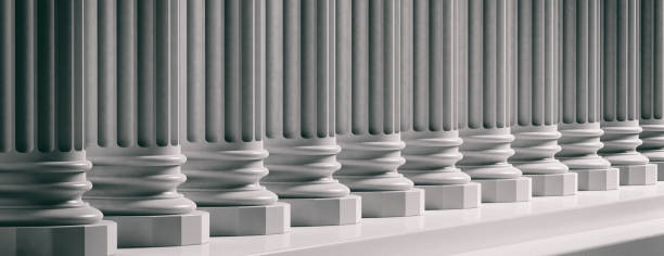 istock Court facade. Marble classical pillars background. 3d illustration 1053768358