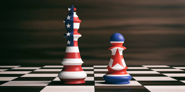istock USA and North Korea flags on chess kings. 3d illustration 1053768436