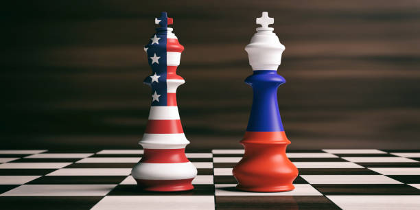 istock USA and Russia flags on chess kings. 3d illustration 1053768438
