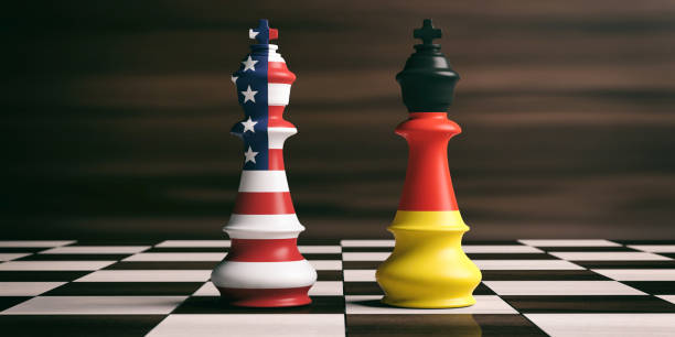 istock USA and Germany flags on chess kings. 3d illustration 1053768440