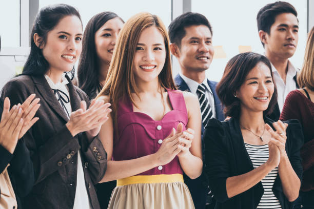 istock Asian Officers are feeling happy while training together at the office. 1053768788