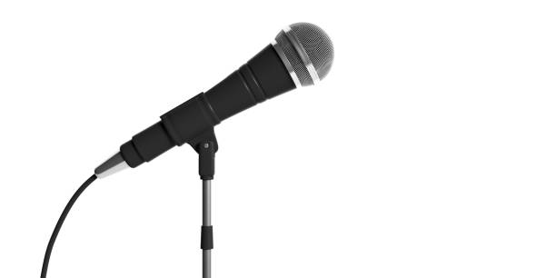 istock Microphone on stand isolated on white background. 3d illustration 1053769060