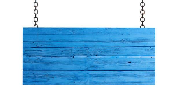 istock Wooden blue sign isolated on white background. 3d illustration 1053769208