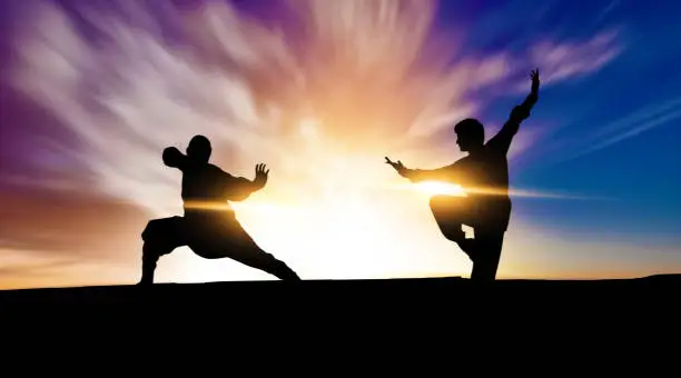Photo of Silhouette landscape of kung fu fight