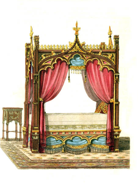 винтажная кровать - antique bed stock illustrations