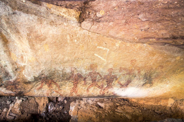 Laas Geel, Maroodi Jeex region, Somaliland, Somalia: herd of domesticated African aurochs - cave paintings located in a red granite rock massif near Hargeisa - some of the earliest and best-preserved rock paintings in the Horn of Africa and on the African continent as a whole, archaeologists have proposed a chronology of mid-4th to mid-3rd millennia BC.