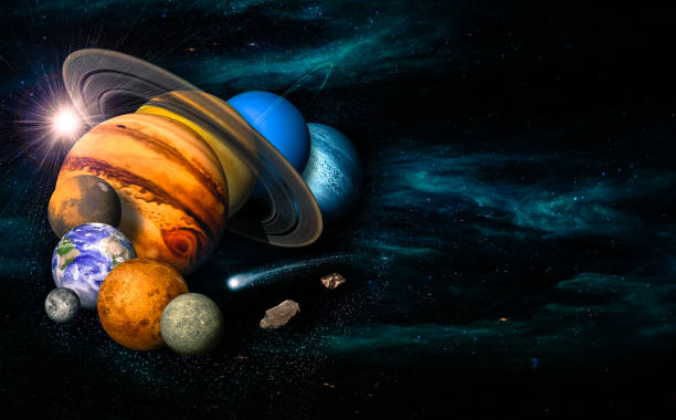 istock Solar system eight planets, comet and asteroid.  Mercury, Venus, planet Earth, Mars, Jupiter, Saturn, Uranus, Neptune. Science and education background. Elements of this image furnished by NASA. 1053805694
