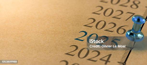 21th Century Time Line Year 2025 Stock Photo - Download Image Now - 2025, Timeline - Visual Aid, Deadline