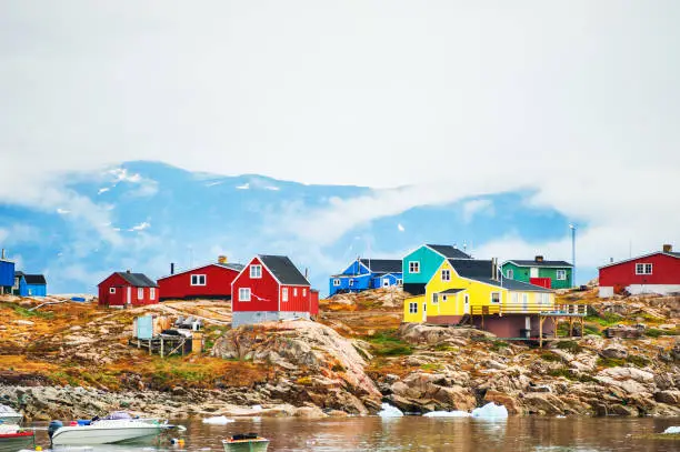Colorful houses in Saqqaq village, western Greenland