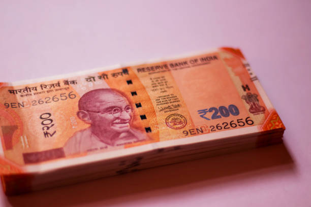 istock Image of indian new currency note of 200 1053814552