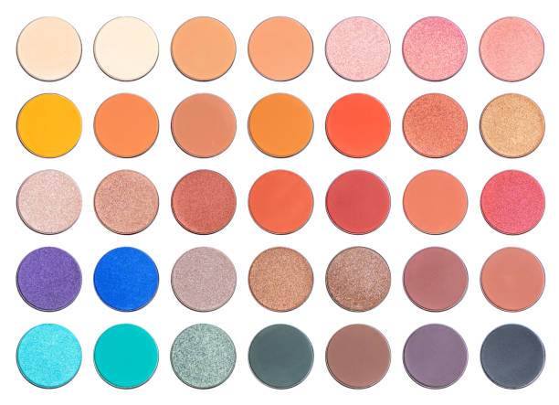 Assorted colors blusher or eyeshadow, isolated on white background. File contains a path to isolation. Assorted colors blusher or eyeshadow, isolated on white background. File contains a path to isolation. eyeshadow stock pictures, royalty-free photos & images