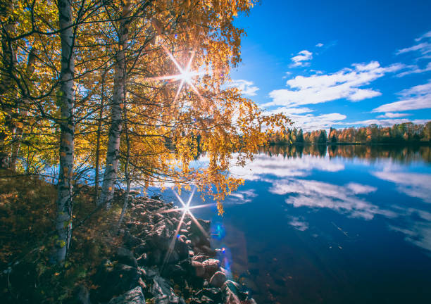 istock Autumn lake view from Sotkamo, Finland. 1053817002