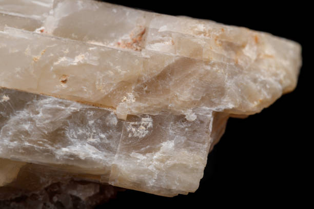 istock Macro mineral stone Moonstone a black background 1053820126