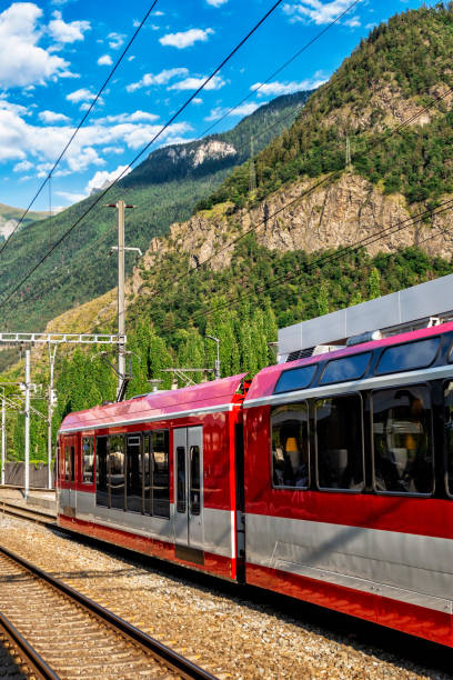 istock Swiss Train Waiting at Station 1053826570