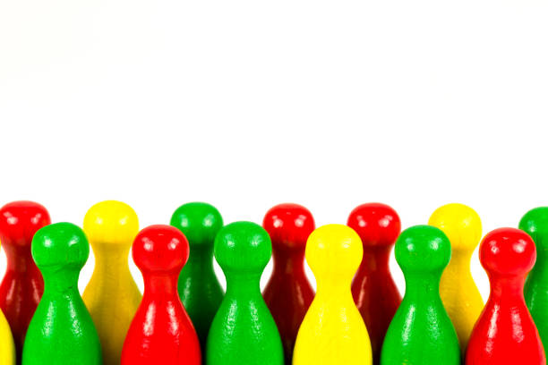 istock red, yellow and green halma cones with copyspace indicating majority ratios and group constelation 1053826646