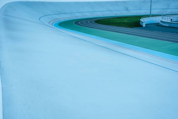 istock surface level of geometric background at empty velodrome 1053826710